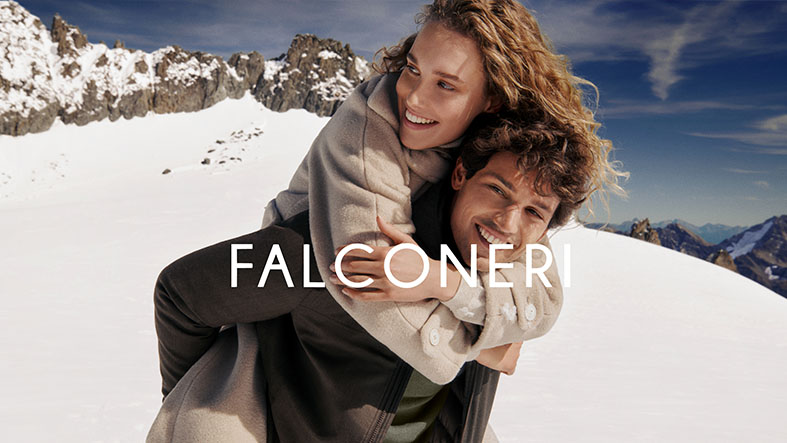 Falconeri winter TV commercial production Alps Skyway cover