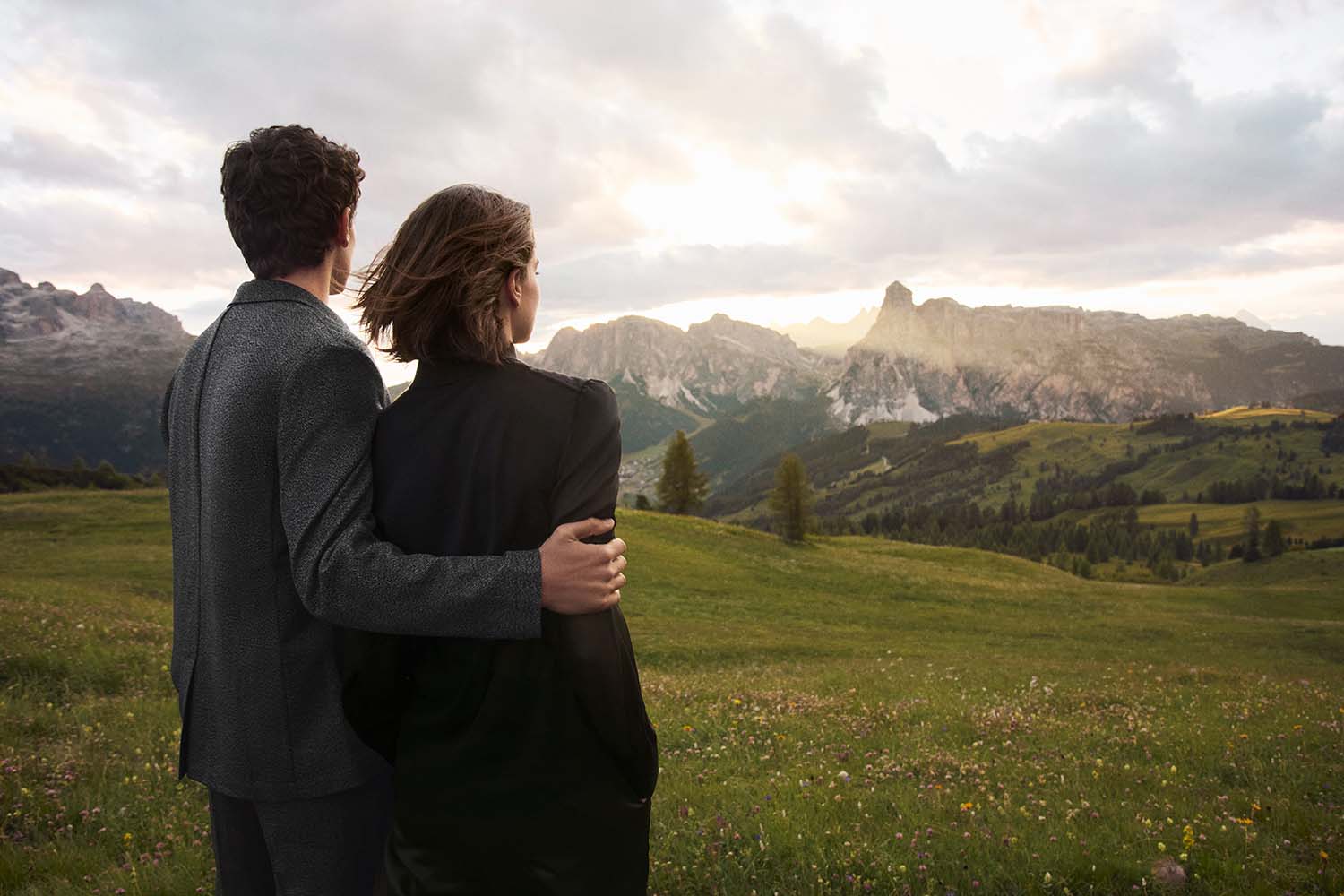 Fashion production lifestyle shoot Dolomites cabin