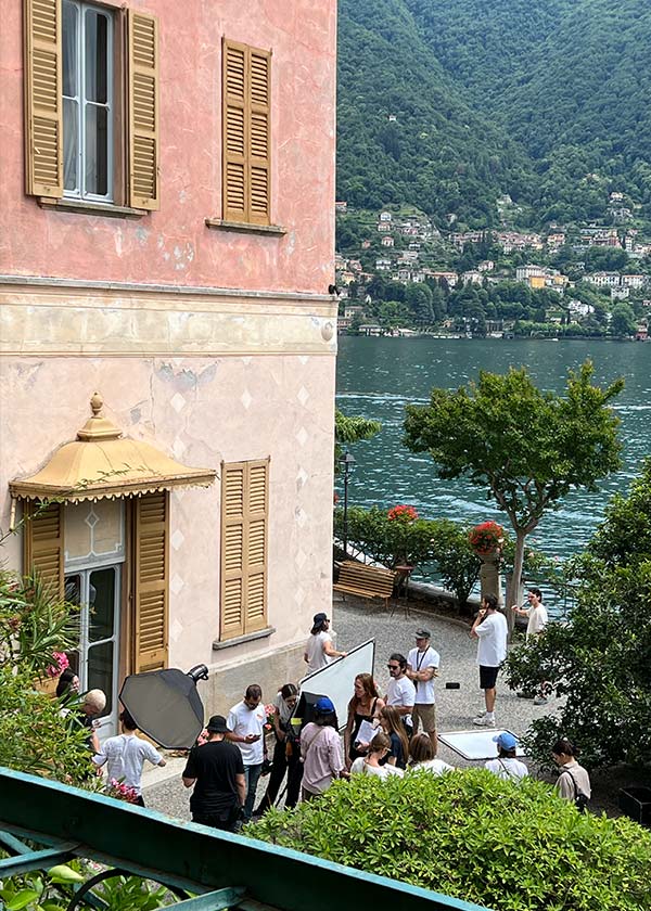 photo production company crew backstage lake como
