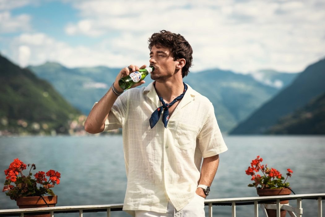 F1 driver Charles Leclerc filming on Lake Como historic villa