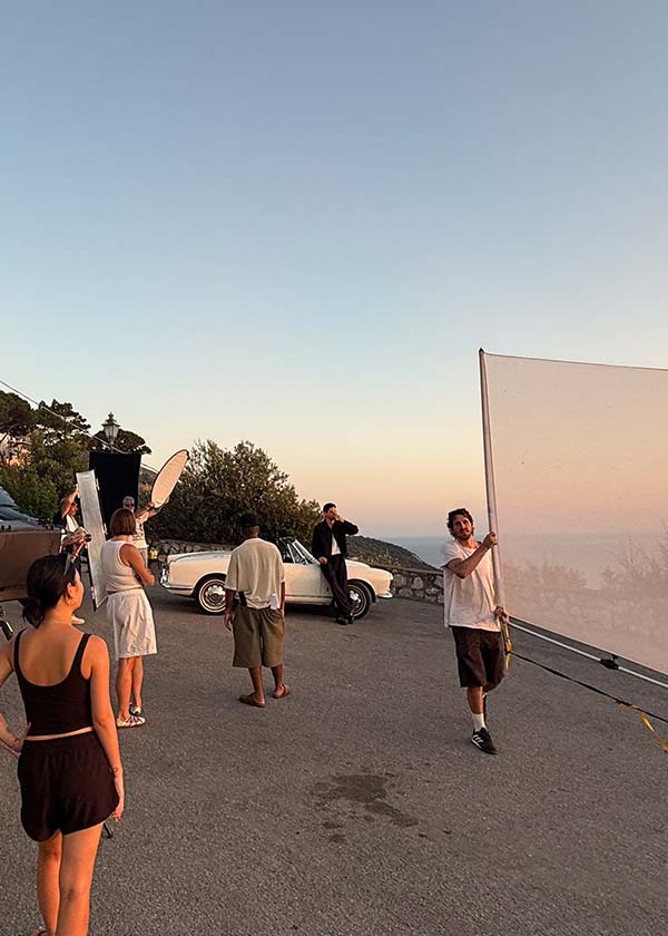 Video production set Sorrento Capri view