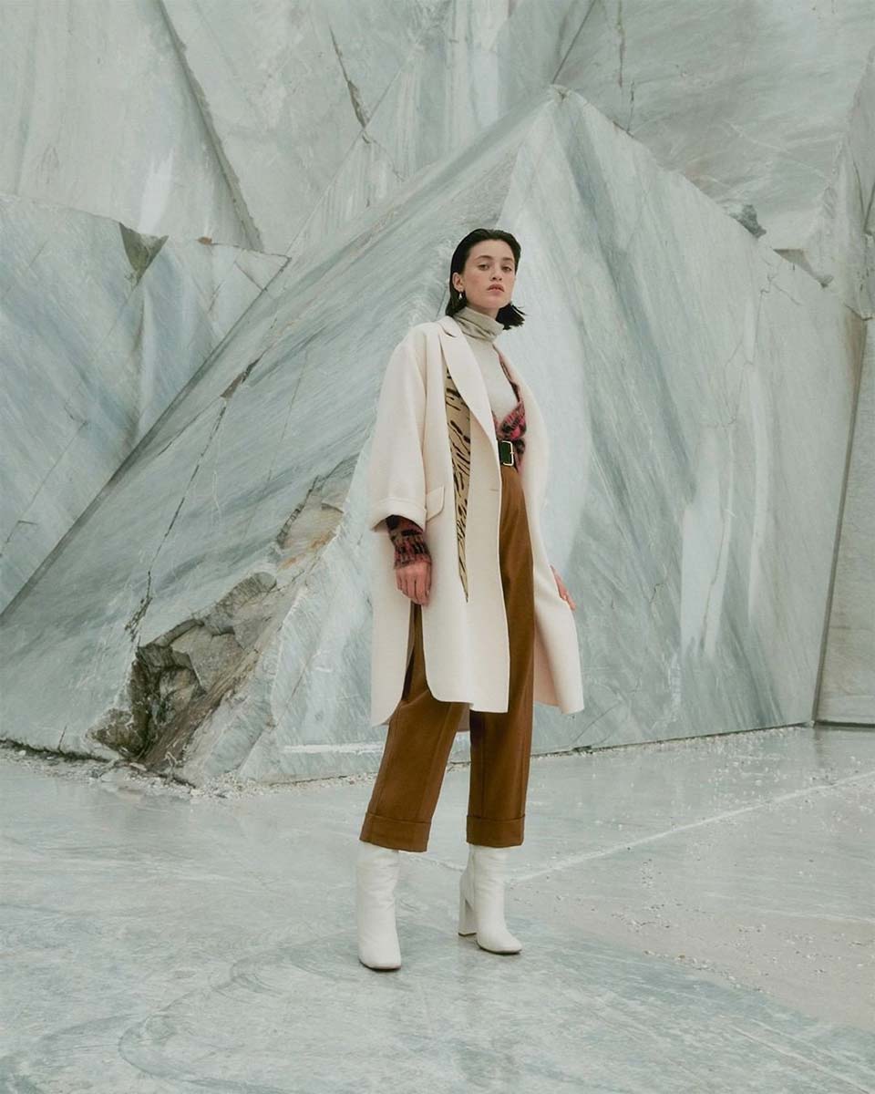 Fashion photo production taking place in the Carrara Marble Quarries, Tuscany