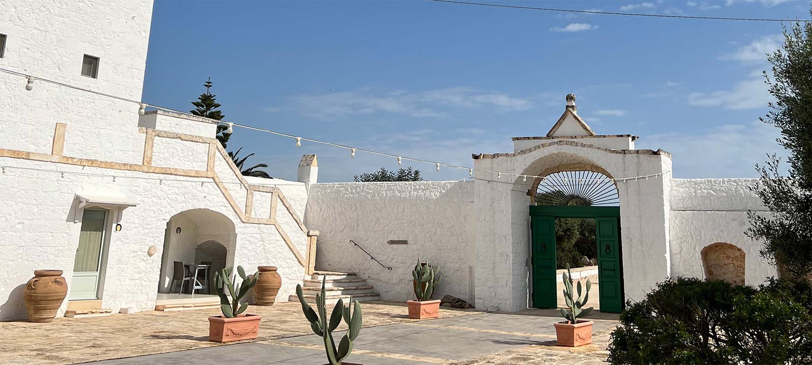 Luxury Masseria location in Puglia with white stone architecture