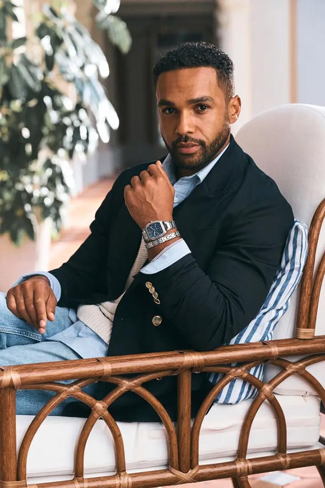 Leni Klum and Lucien Laviscount modeling Tommy Hilfiger accessories in Tuscany