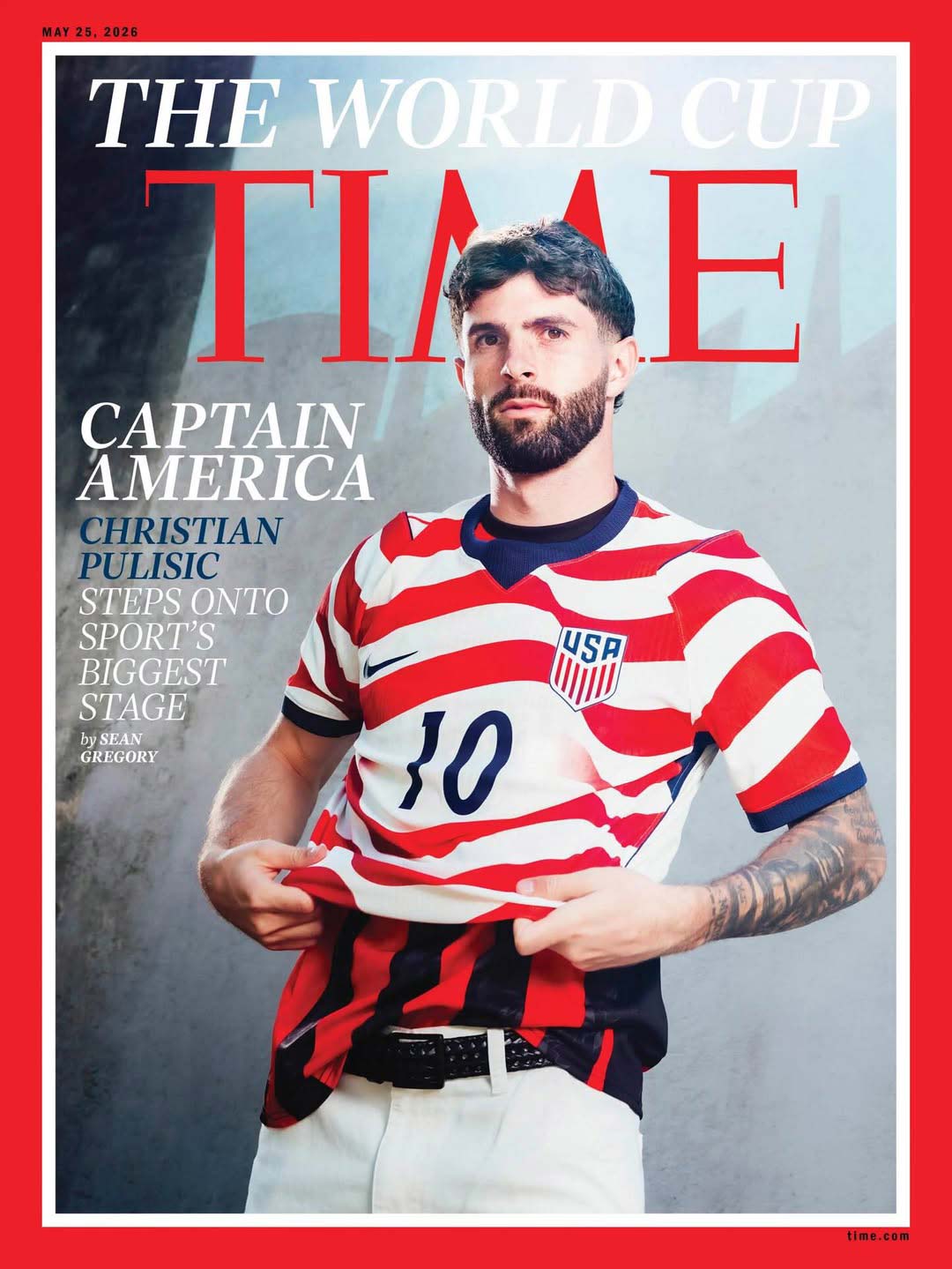 Time Magazine cover Christian Pulisic celebrity photo production Italy