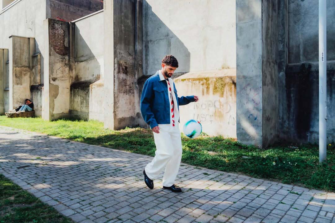 Christian Pulisic on set during Time Magazine cover production in greater Milan area