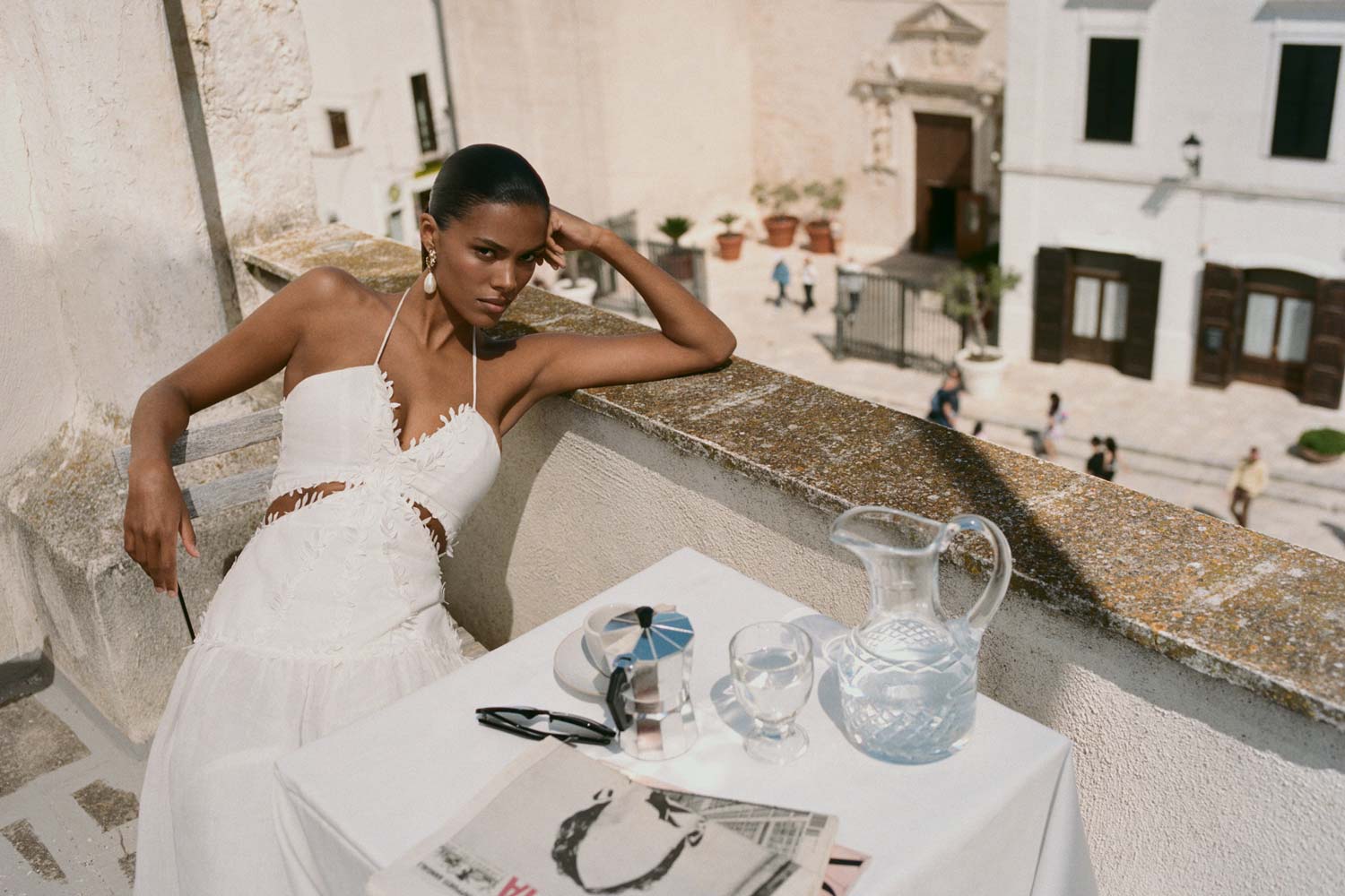 Meshky campaign shot on the Polignano a Mare coastal cliffs above the Adriatic