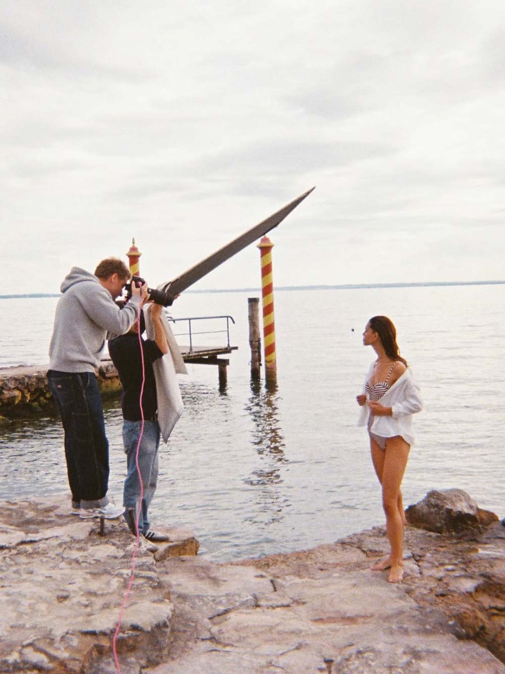 Behind the scenes of the Boden Lake Garda shoot with talent and crew at the lakeside