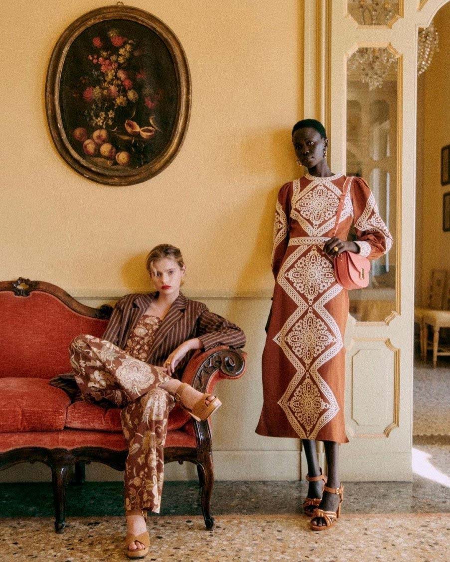 Sézane L'Avventura campaign in a historic villa near Milan, photo production by Courage Production
